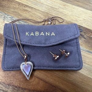 Kabana heart pendant inlay Mother of Pearl & Diamonds set